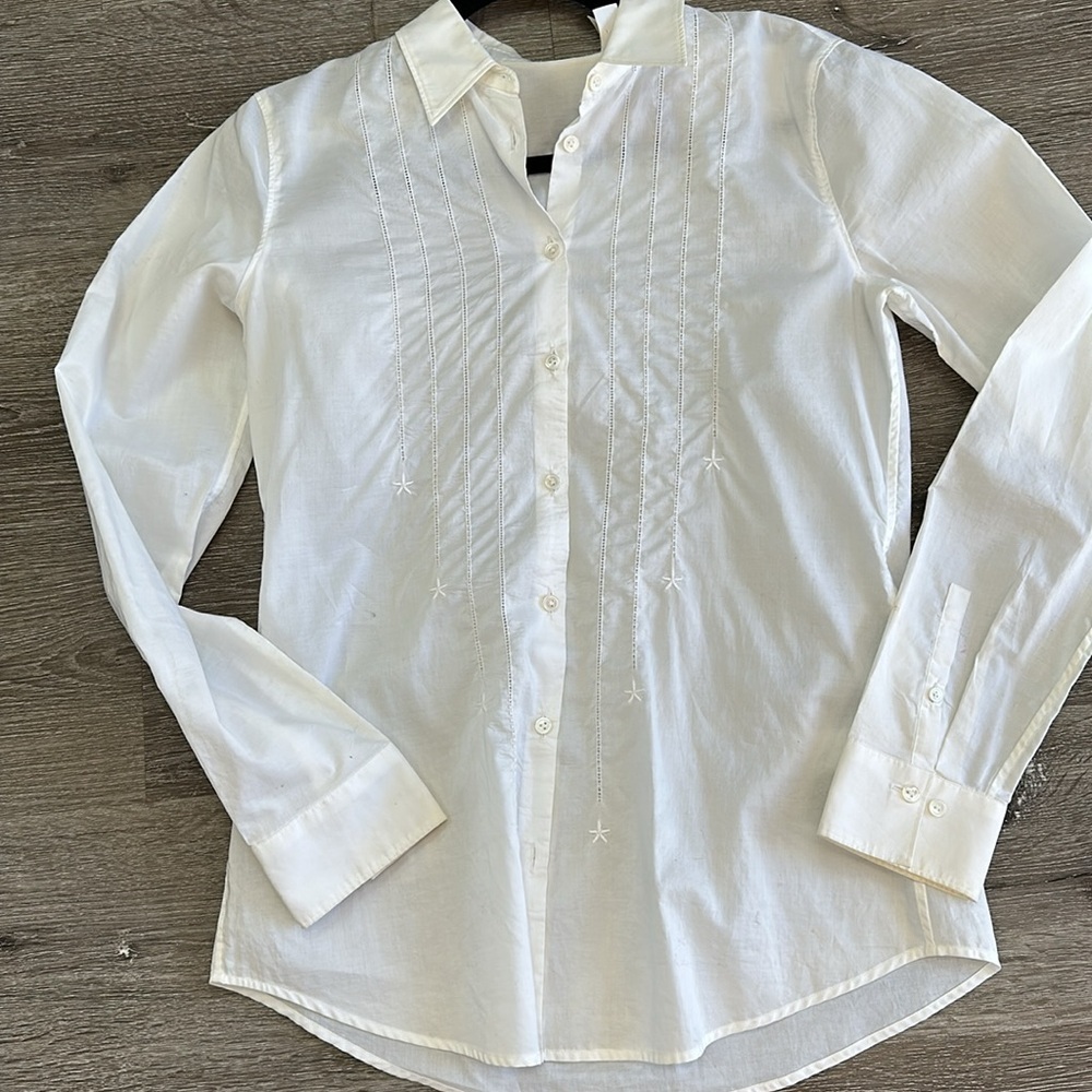 Van Laack Button-Down Embroidered Blouse/Shirtwhi… - image 4